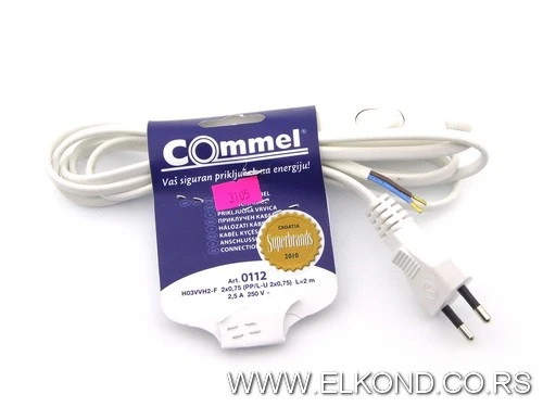KABEL ZA LAMPU SA PREKIDAČEM 2M BELI