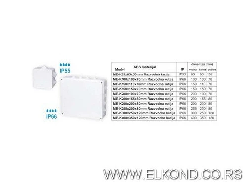 RAZVODNA KUTIJA OG PVC 150X110X70 IP56 UVODNICIMA