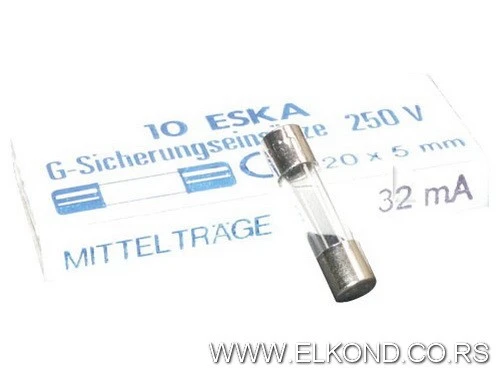 STAKLENI OSIGURAČ 5X20mm   32mA