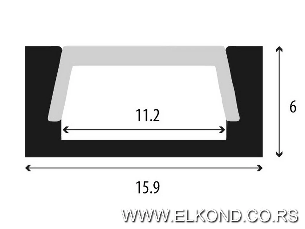 ALU PROFIL ZA LED TRAKE 15X6X2000MM 1506