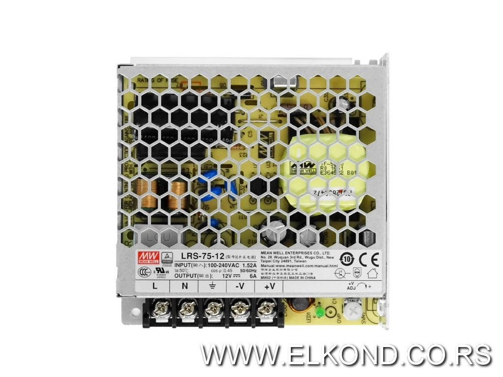 NAPAJANJE IP20 12V  75W 6A MEANWELL