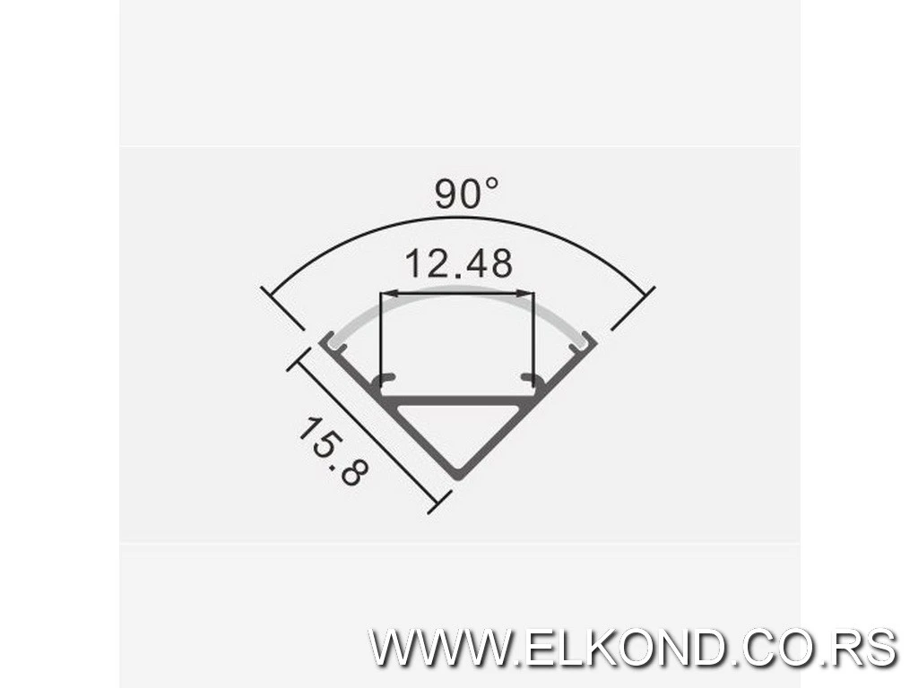ALU PROFIL SET ZA LED TRAKE 16X16X2000MM MITEA