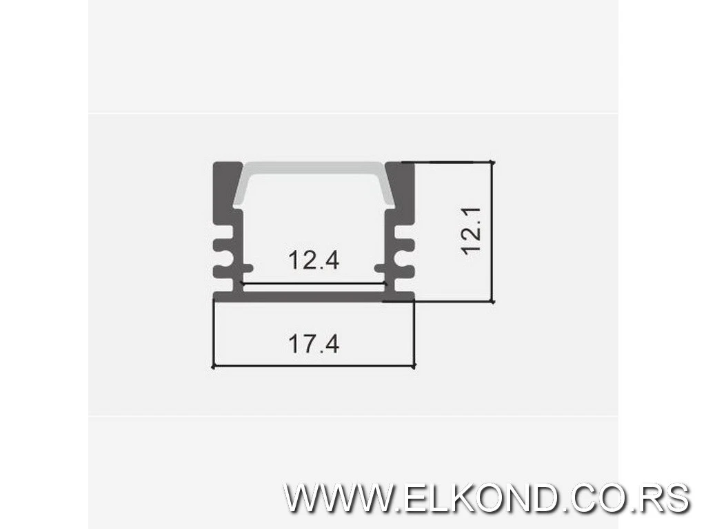 ALU PROFIL SET ZA LED TRAKE 17,4X12,1X2000mm M505