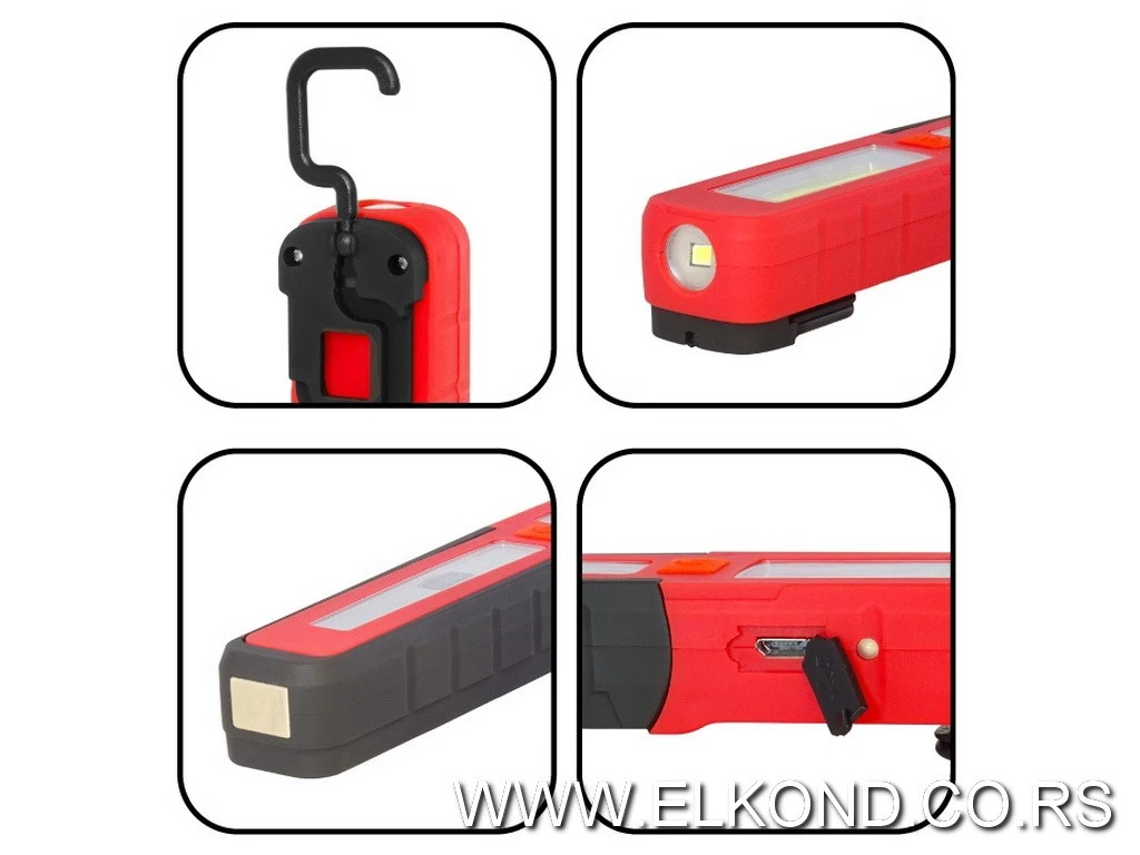 BATERIJSKA LAMPA  3W COB+1LED PUNJIVA USB 500mA