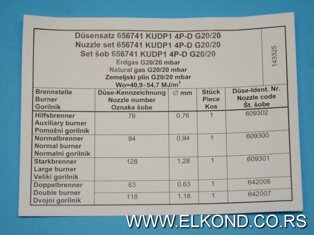 DIZNA ZA ZEMNI GAS 5dela ZA PLINSKU PLOČU 656741