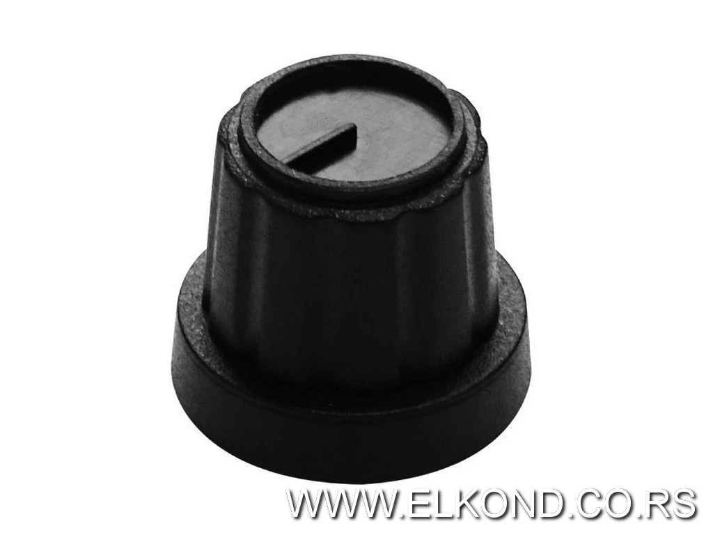 DUGME ZA POTENCIOMETAR R-20mm PLASTIČNO CRNO  DP009