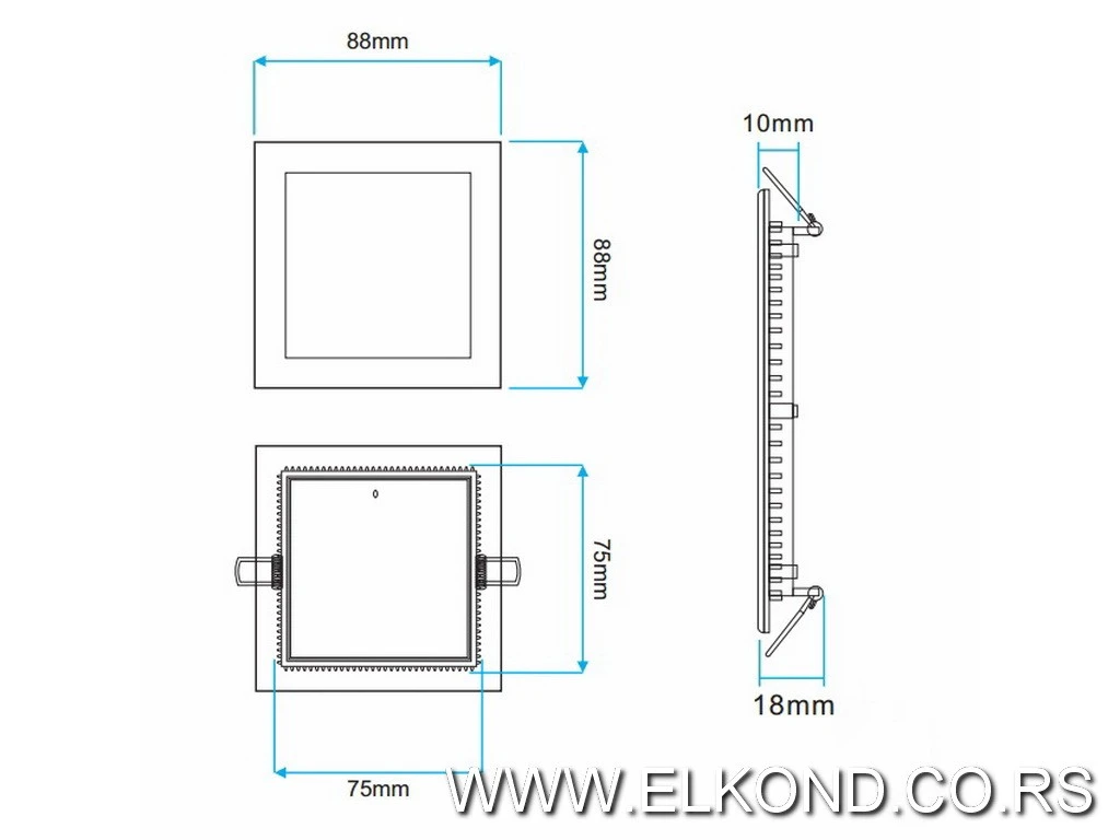 LED PANEL  3W 4000K 160lm KVADRATNI UGRADNI MITEA