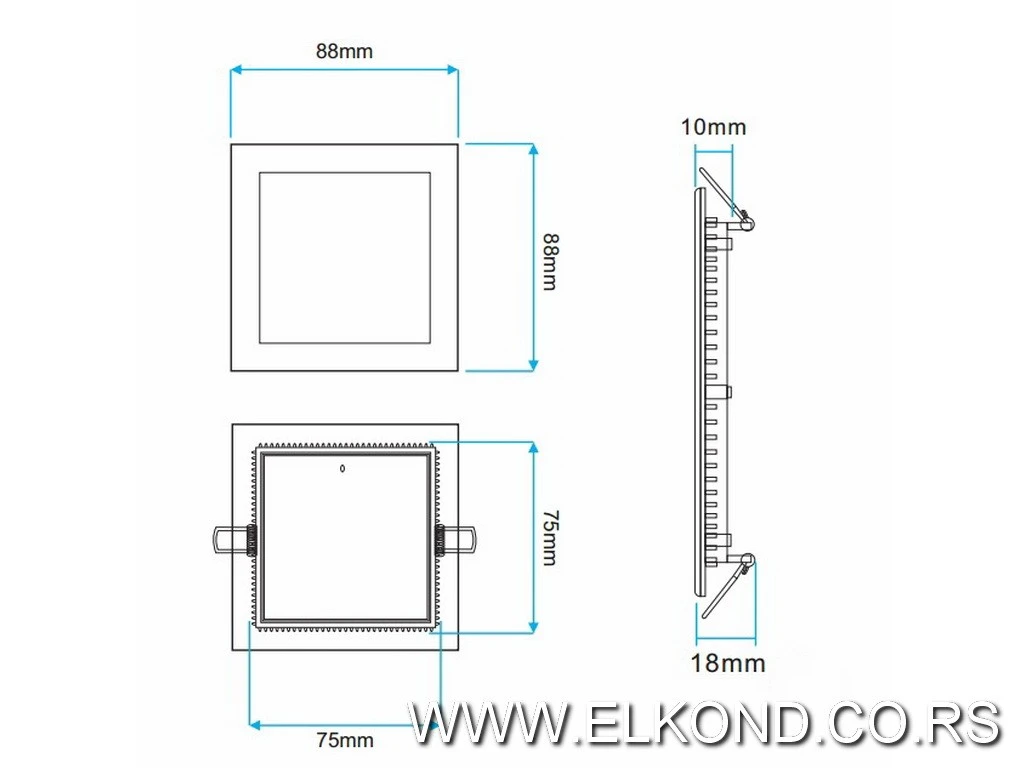 LED PANEL  3W 6500K 160lm KVADRATNI UGRADNI MITEA