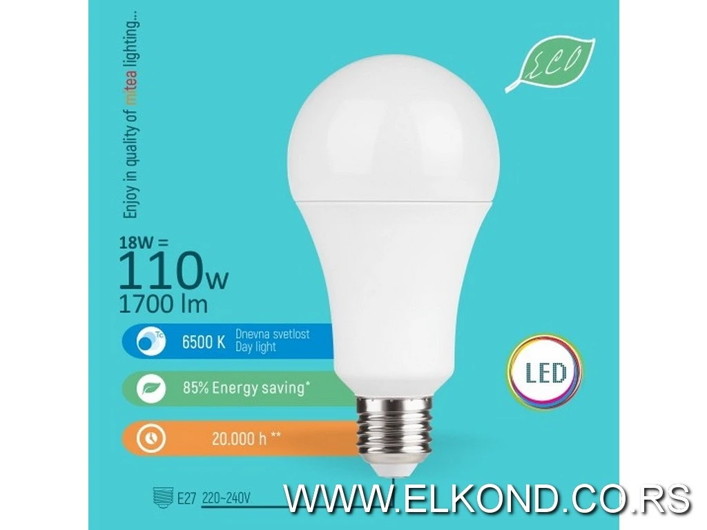 LED SIJALICA 18W E27 6500K A70 LED ECO MITEA