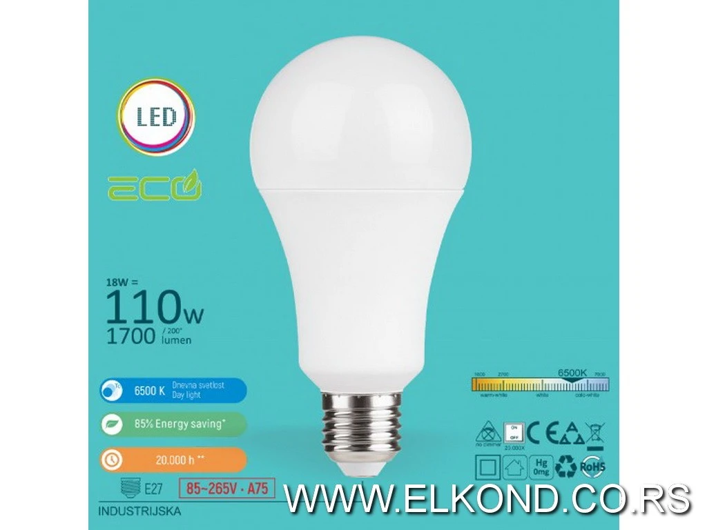 LED SIJALICA 18W E27 6500K A75 85-265V INDUSTRIJSKA MITEA