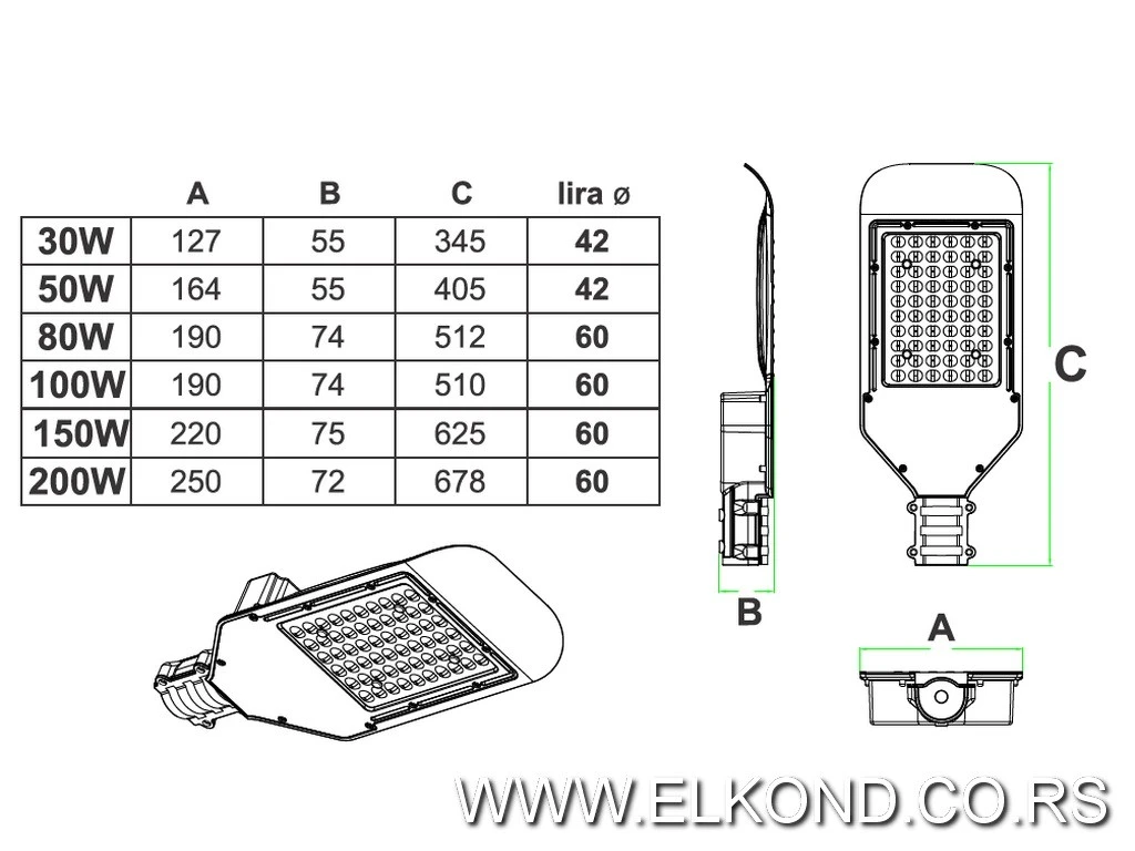 ULIČNA SVETILJKA LED 150W 6500K M450150 MITEA