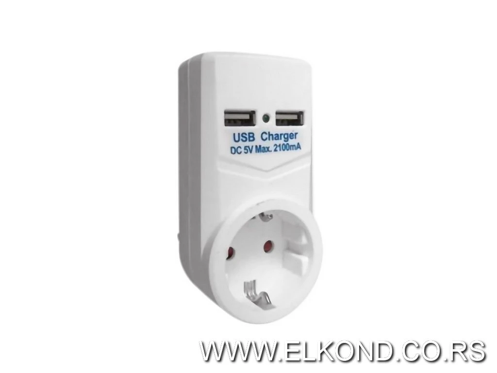 USB PUNJAČ SA UTIČNICOM I PRENAPONSKOM ZAŠTITOM